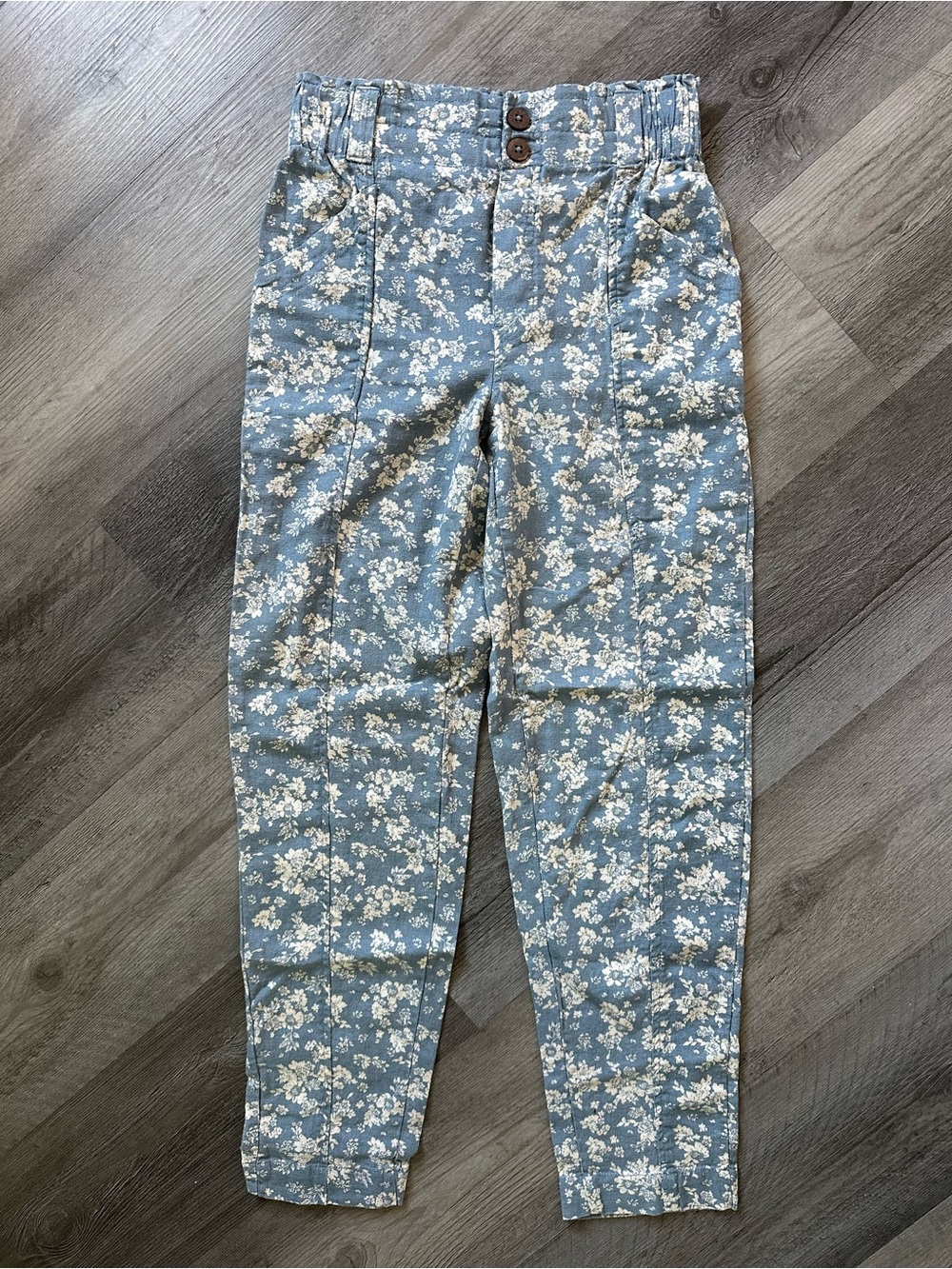🌻 Floral Linen High Waist Ankle Pants 🌻